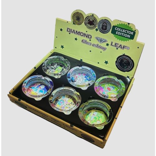 DIAMOND LEAF GLASS ASHTRAY PRINTED BOX  /6