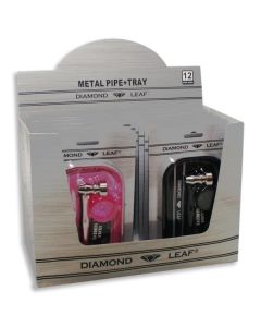 DIAMOND LEAF METAL PIPE + ROLLING TRAY MULTI COLOURS BOX/12