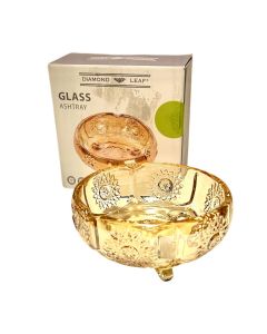 DIAMOND LEAF ROUND GLASS ASHTRAY SHINY BOWL