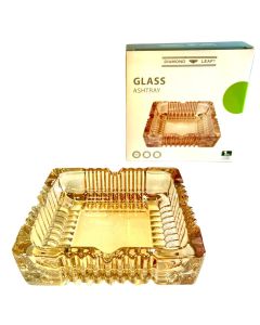 DIAMOND LEAF SQUARE GLASS ASHTRAY GOLD
