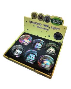 DIAMOND LEAF GLASS ASHTRAY SKULL PRINTED BOX/6